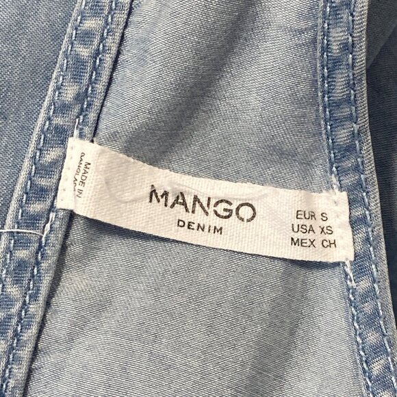 Mango Denim Women's Blue Frill Denim Style Sun Dress Sz XS - Picture 6 of 8